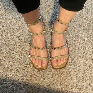 Steve Madden Tan Gladiator Sandals with Studded Straps